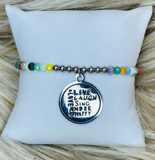 Live, Love, Laugh, Sing and Be Happy Bracelet