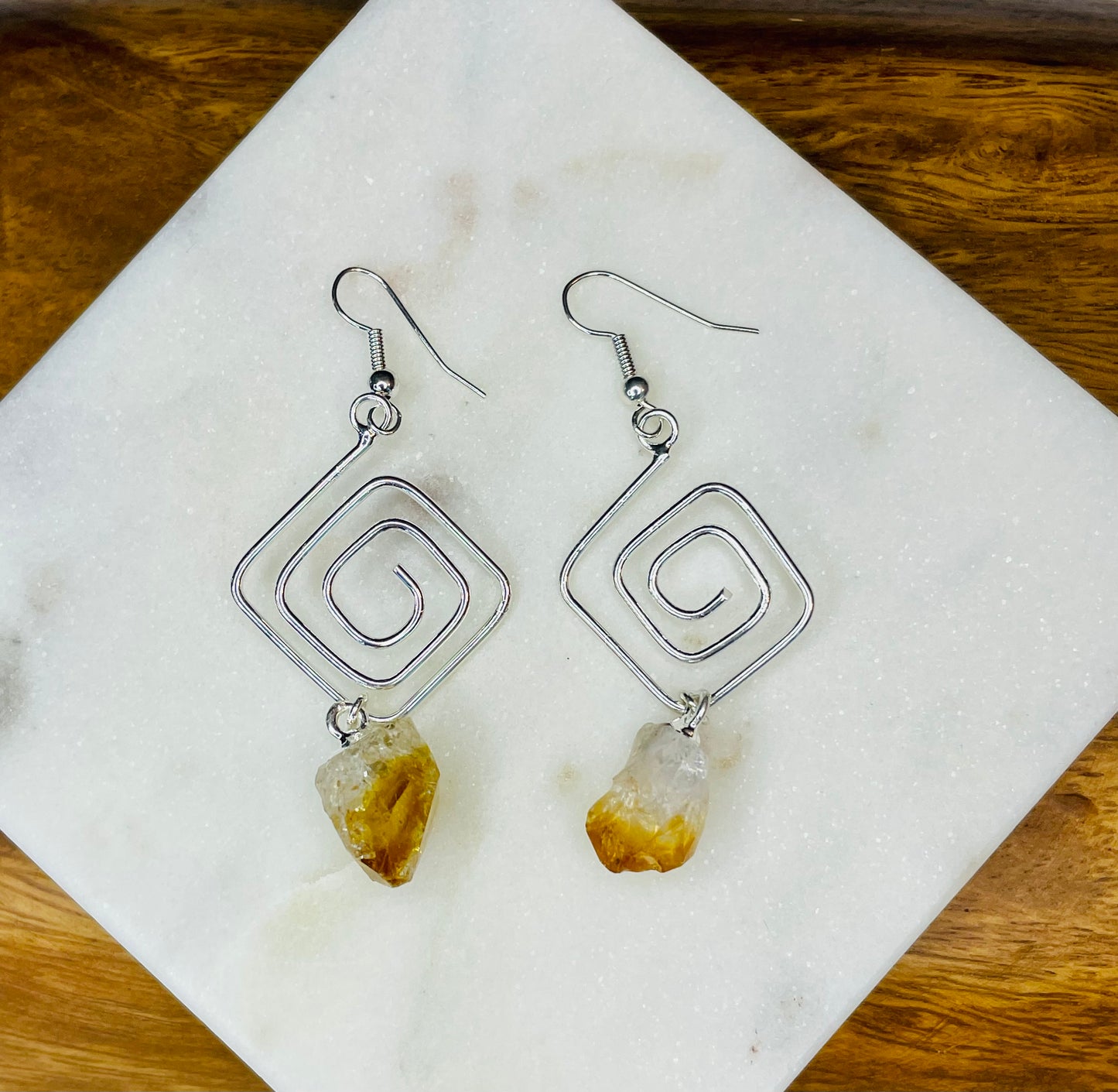 Citrine Swirl with Point Earrings