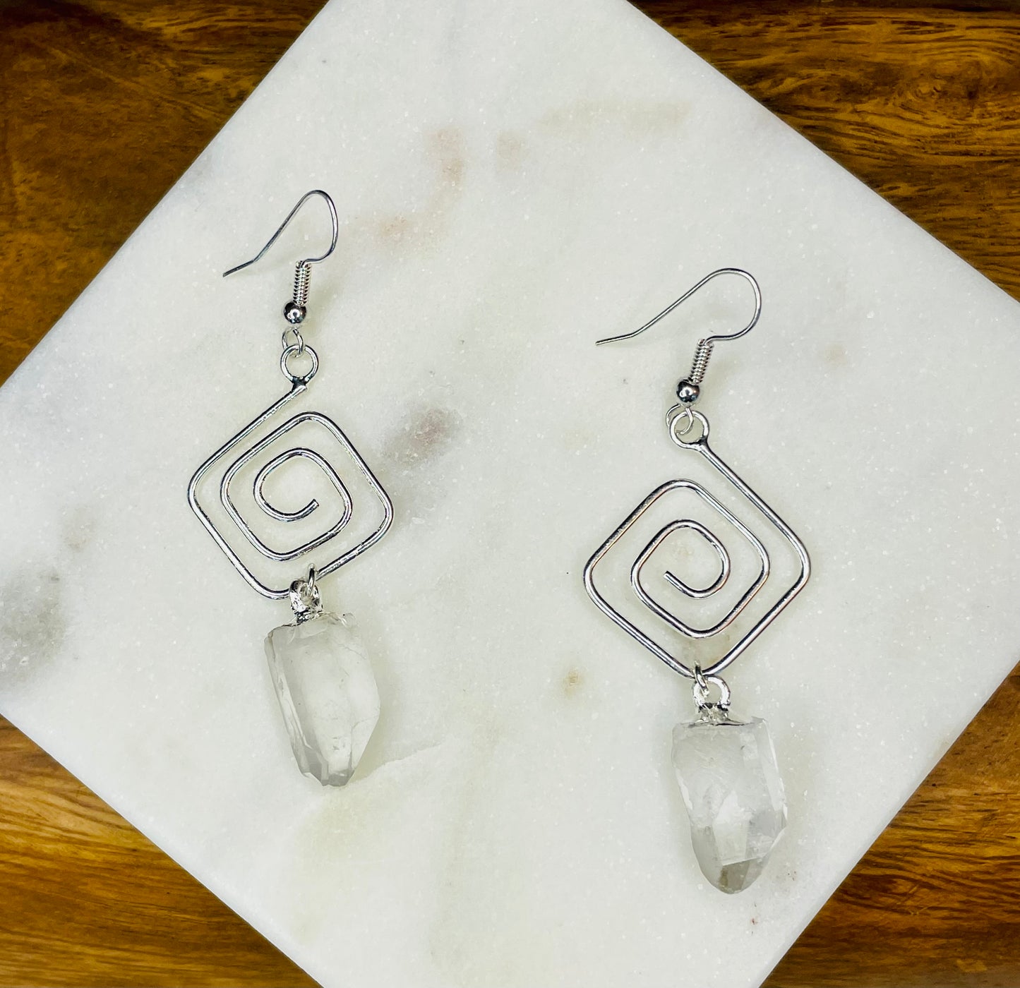 Clear Swirl with Point Earrings