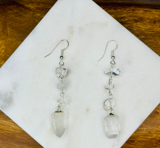 1 Link Clear Quartz Earrings