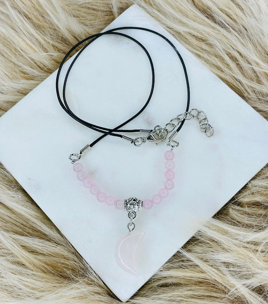 Rose Quartz Half-Moon Choker