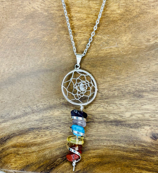 Silver Chakra Stone Coil