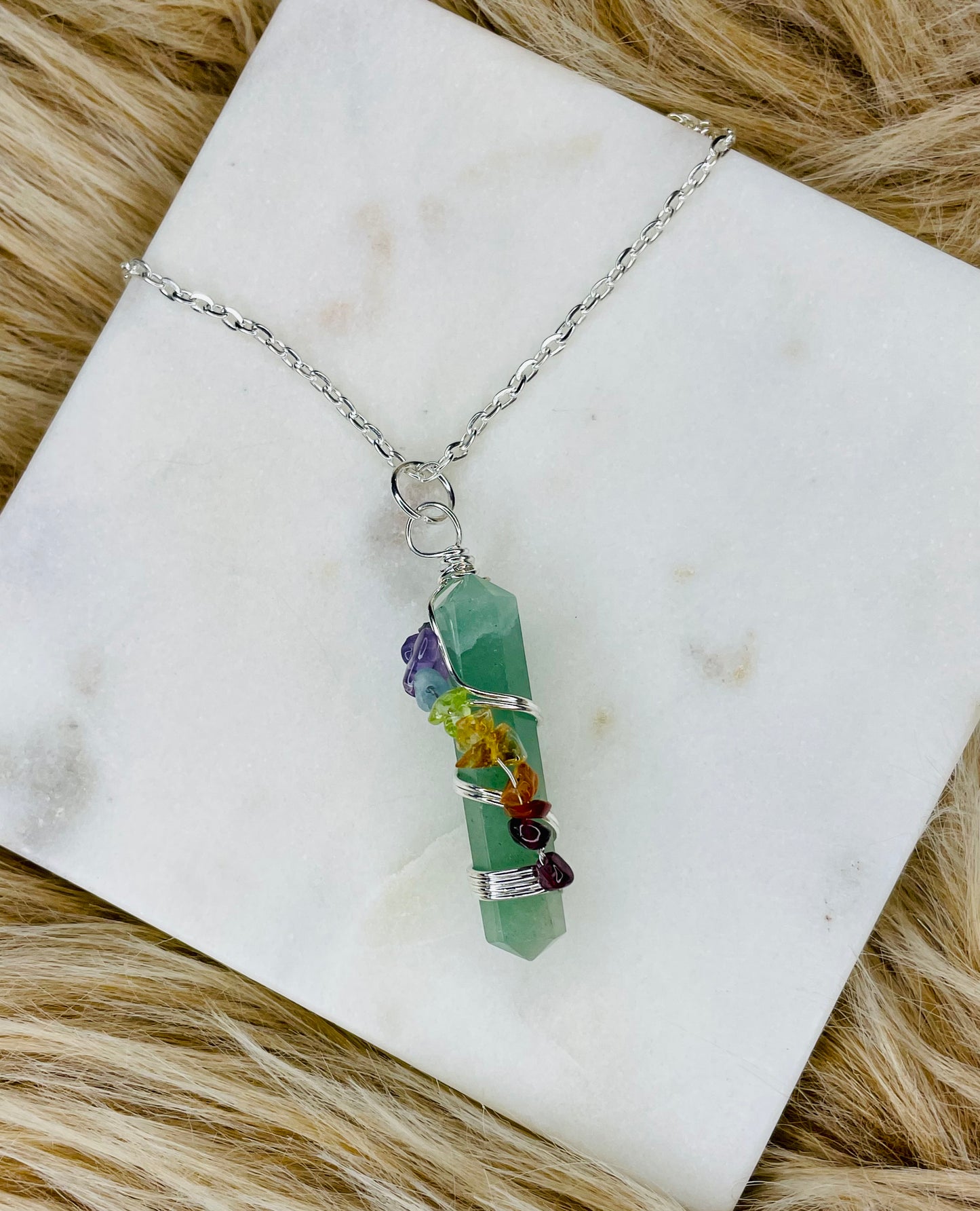 Flat Point Aventurine Chakra pendant