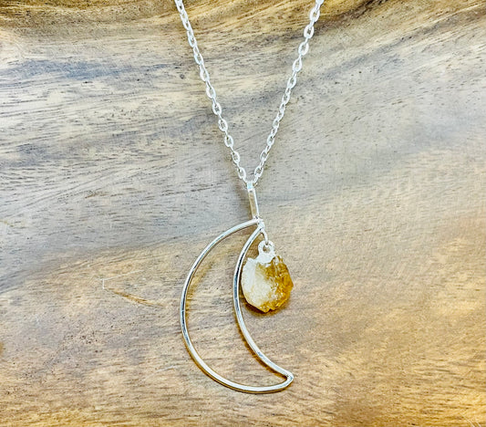 Moon with Citrine Stone Pendant