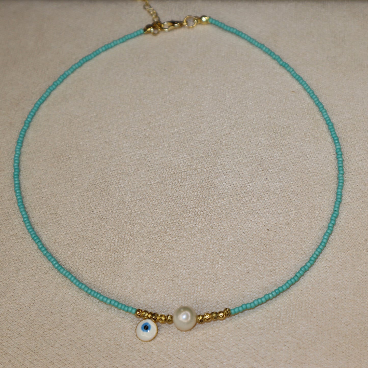 Turquoise Evil Eye Necklace with Pearl