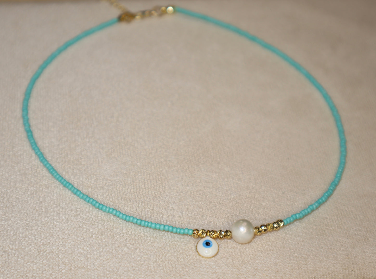 Turquoise Evil Eye Necklace with Pearl