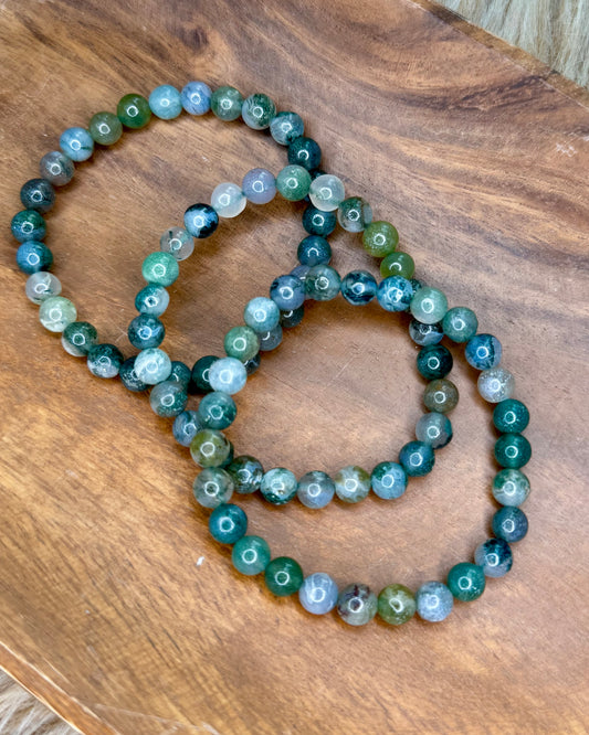 Moss Agate 6mm Sphere Bracelet