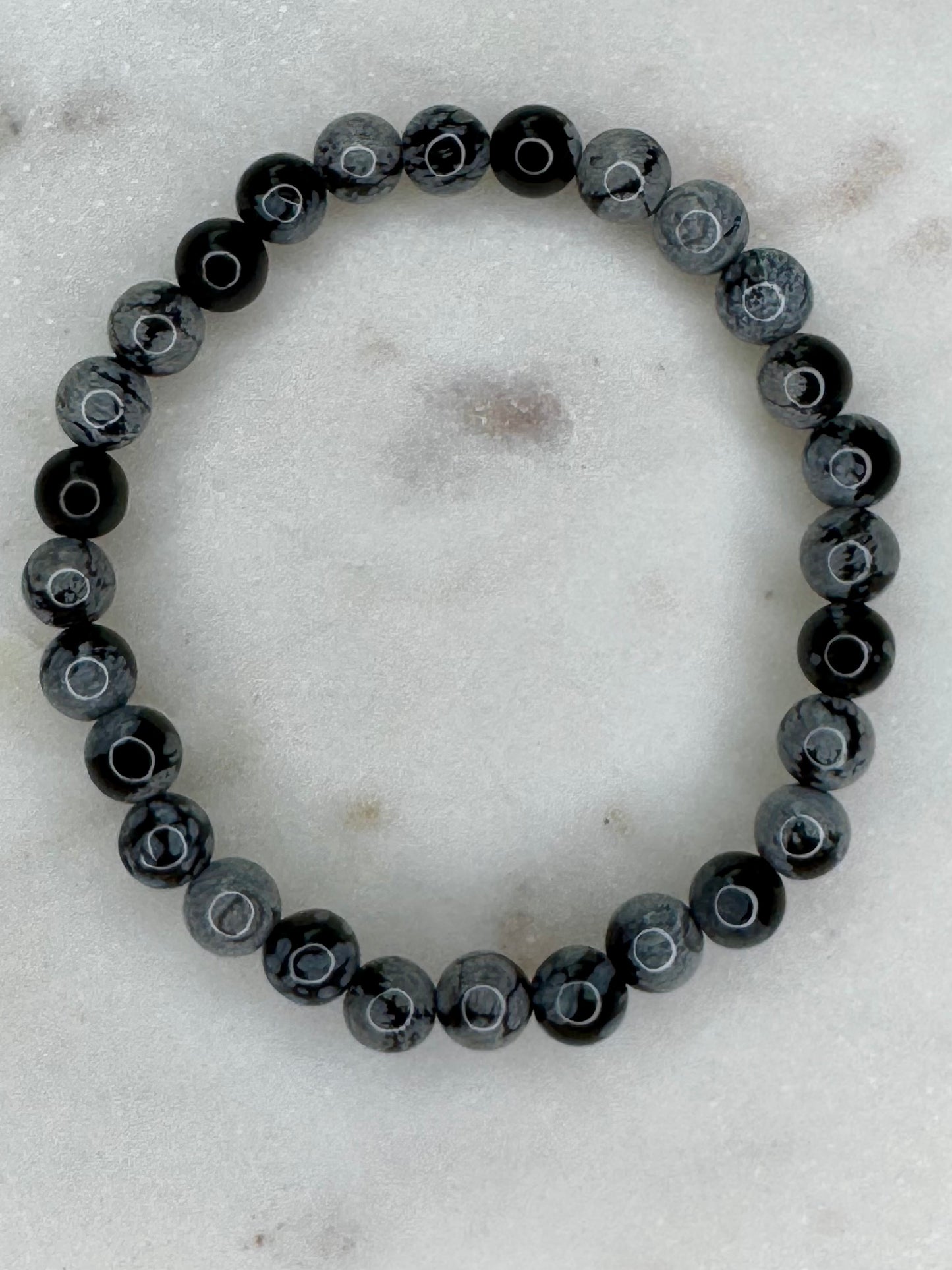Snowflake Obsidian 6mm Sphere Bracelet