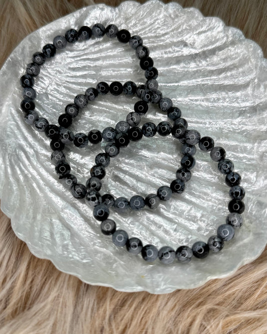 Snowflake Obsidian 6mm Sphere Bracelet