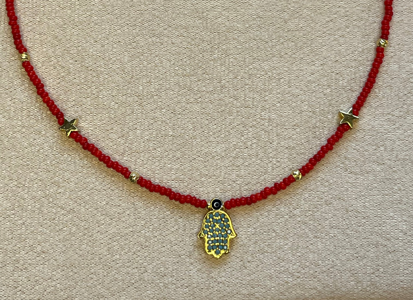 Red Fatima Hand Necklace