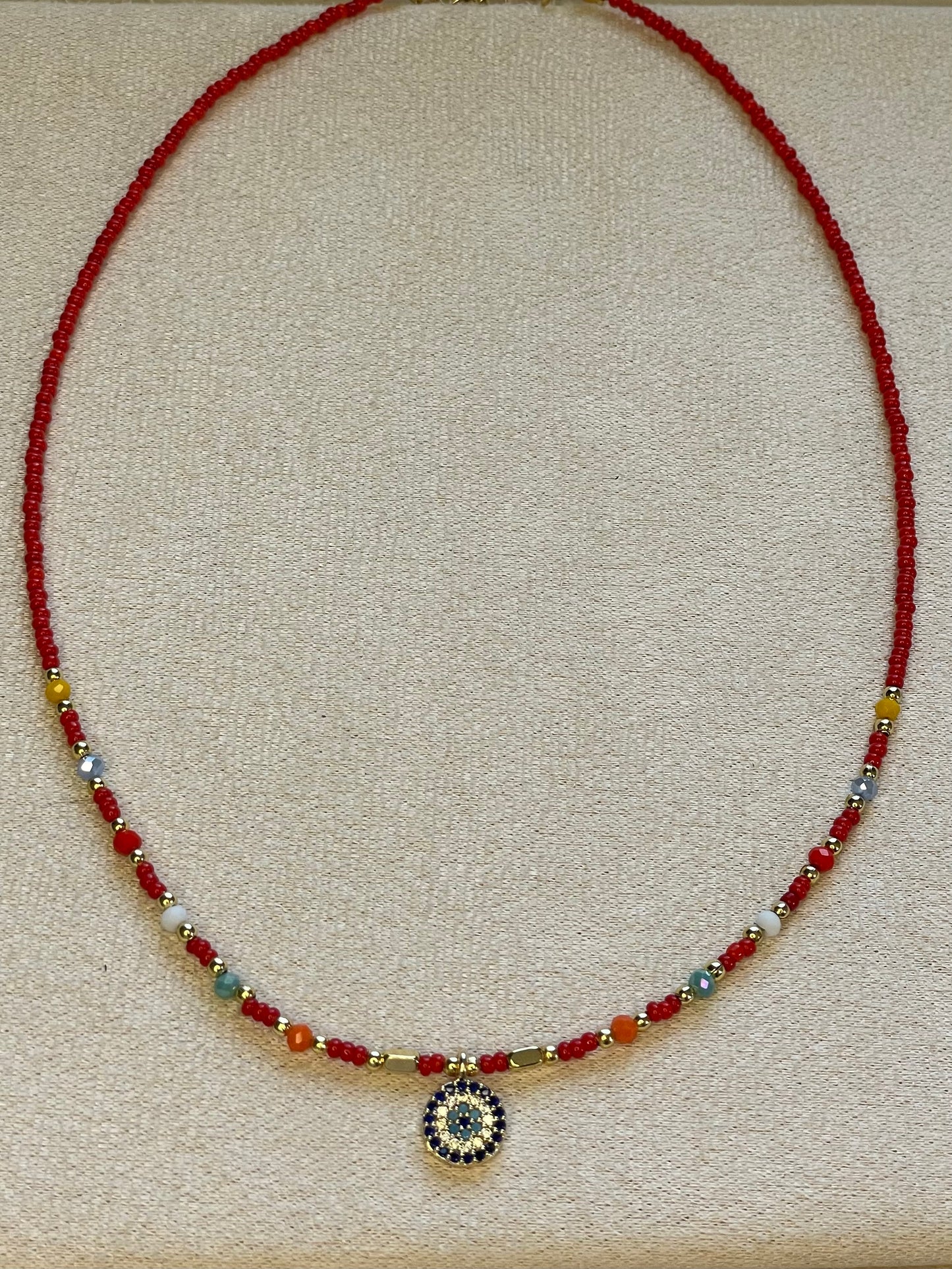 Red Beads Rhinestone Necklace