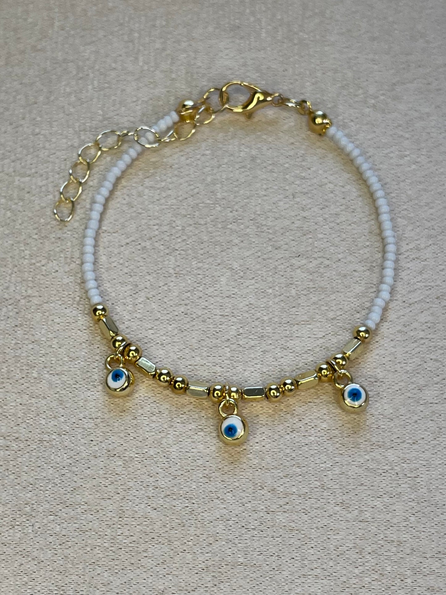 Three Evil Eye Gold Plated Bracelet