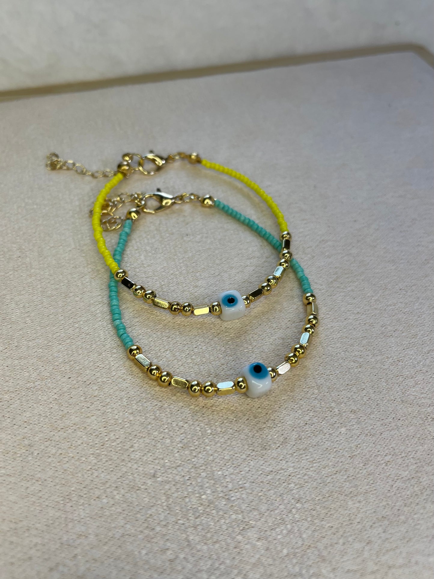 Turquoise Gold Plated Evil Eye Bracelet