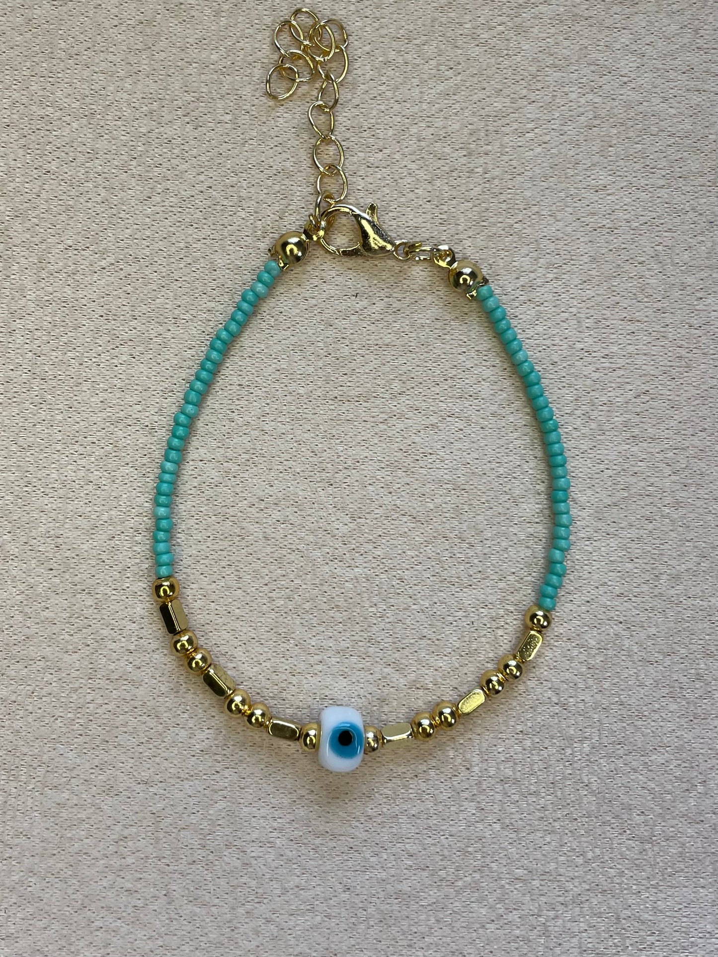 Turquoise Gold Plated Evil Eye Bracelet