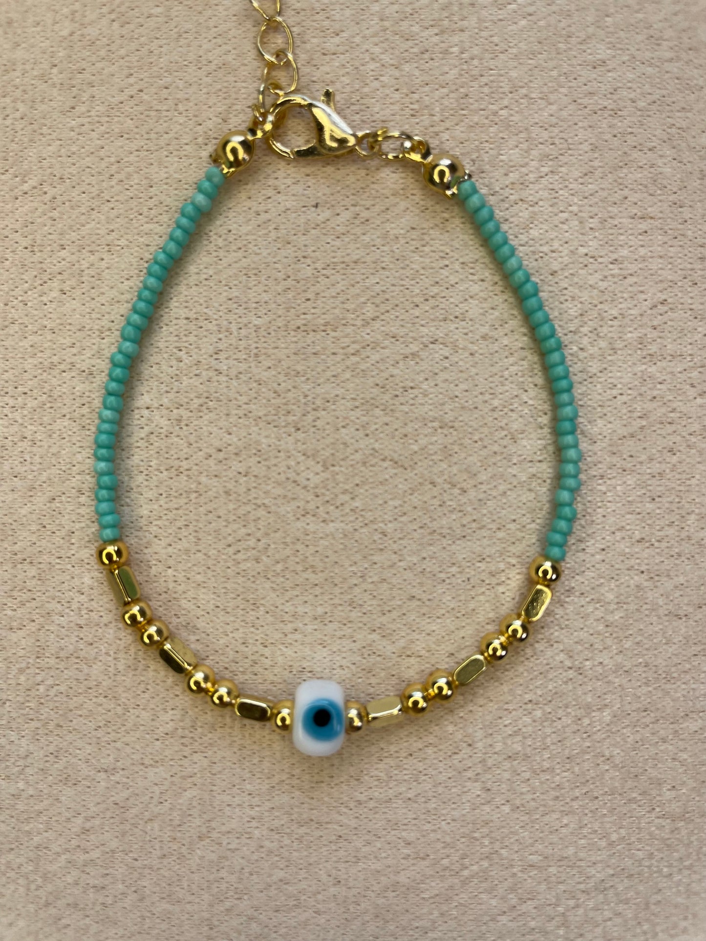 Turquoise Gold Plated Evil Eye Bracelet