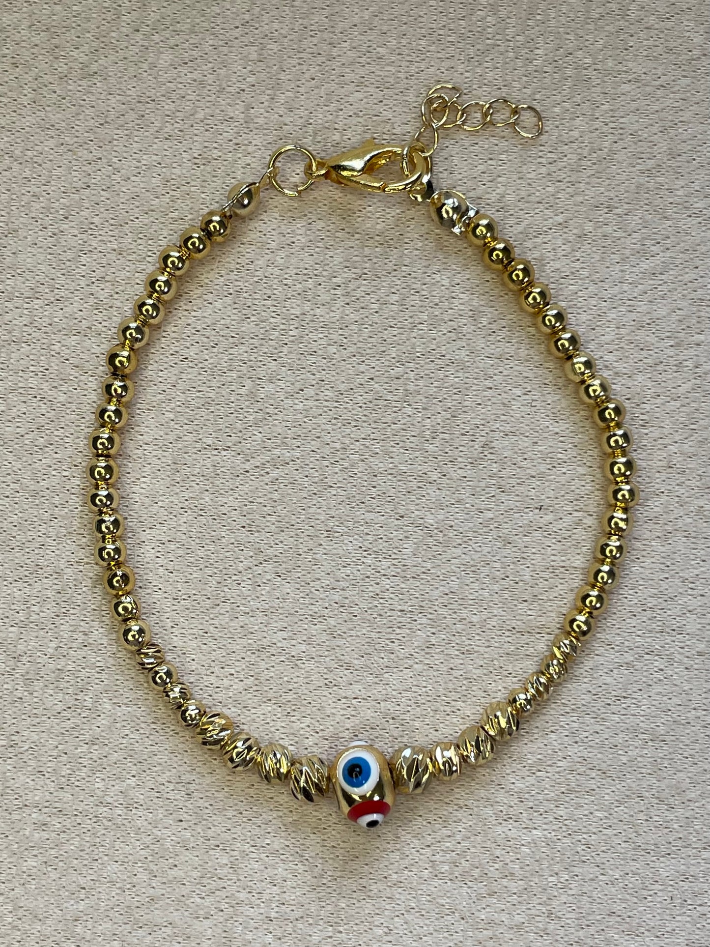 Gold Plated Multicolor Evil Eye Bracelet