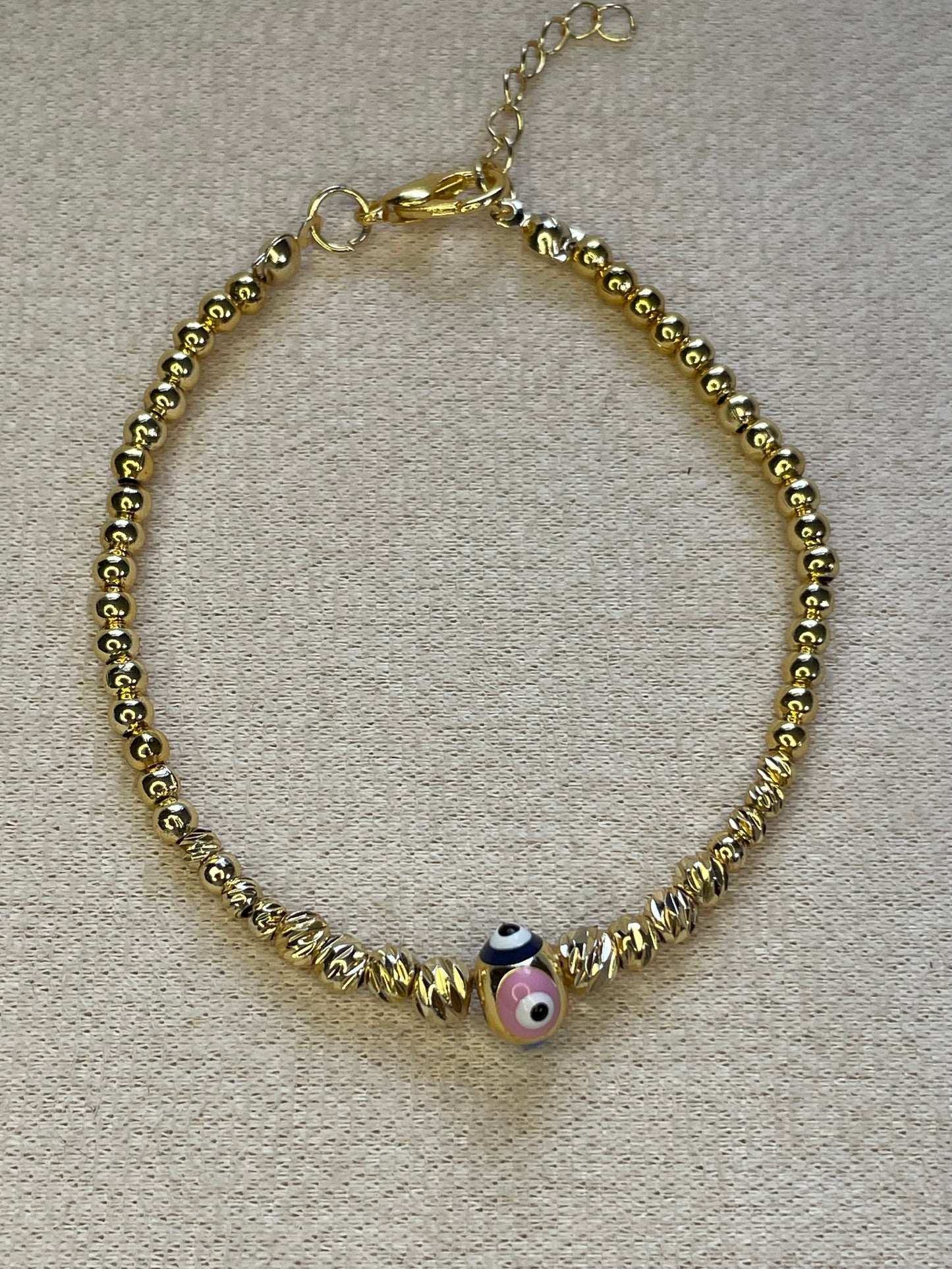 Gold Plated Multicolor Evil Eye Bracelet