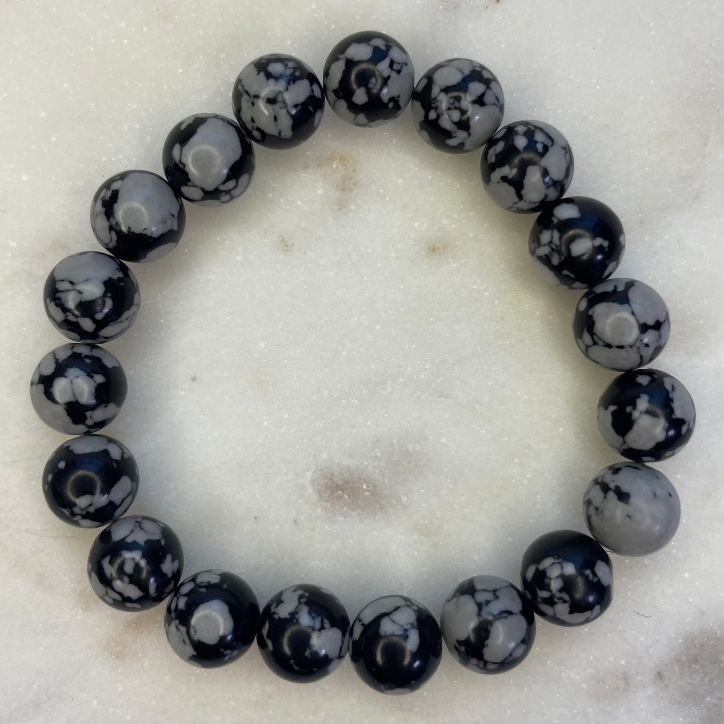 Snowflake Obsidian 10mm Sphere Bracelet