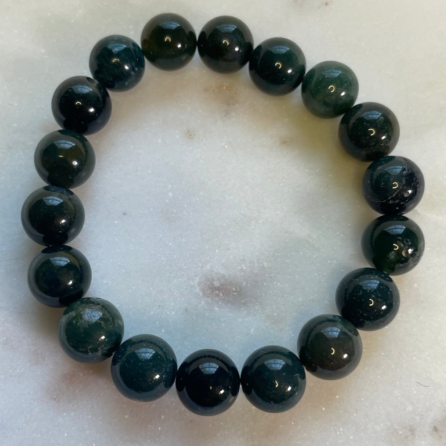 Moss Agate 10mm Sphere Bracelet