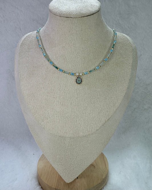 Blue Rhinestone Necklace