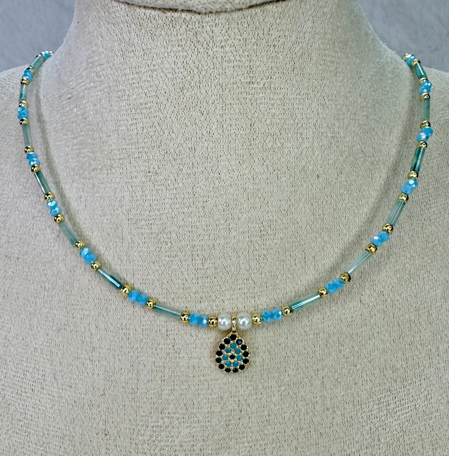 Blue Rhinestone Necklace