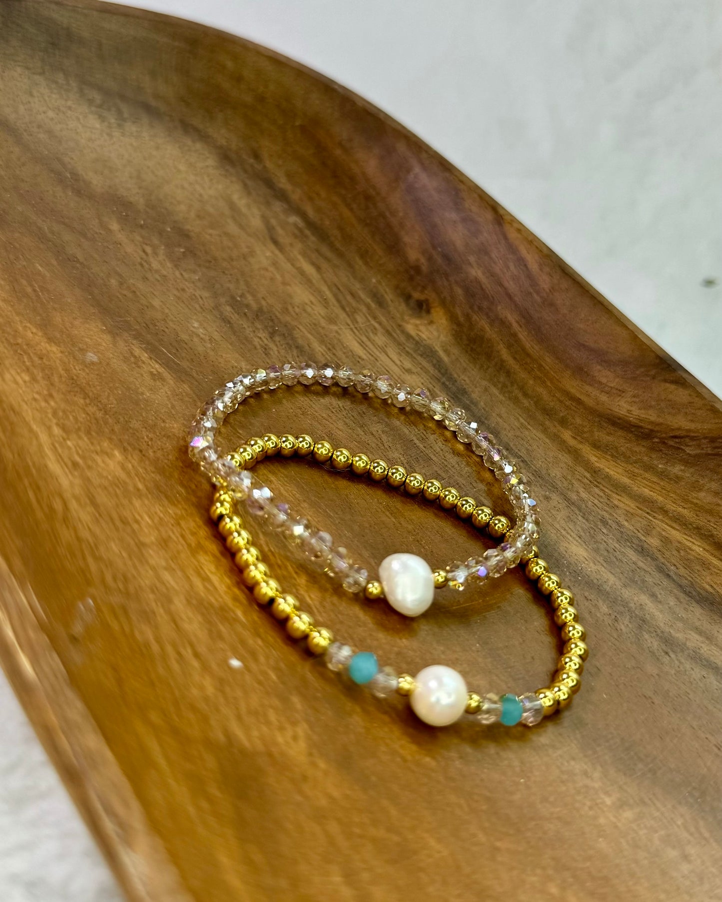 2 Gold- Plated Pearl Bracelet