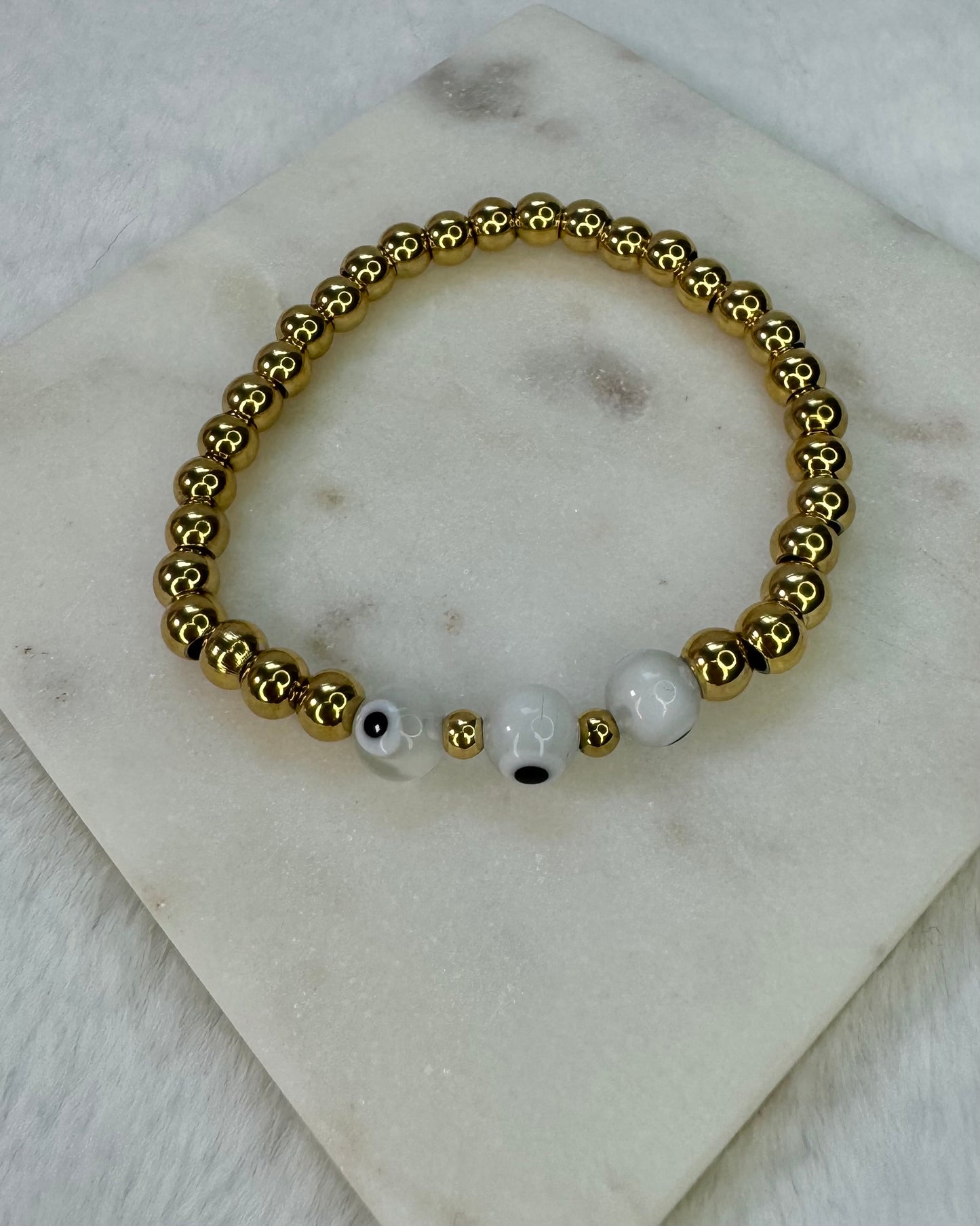 Gold Plated Clear Evil Eye Bracelet