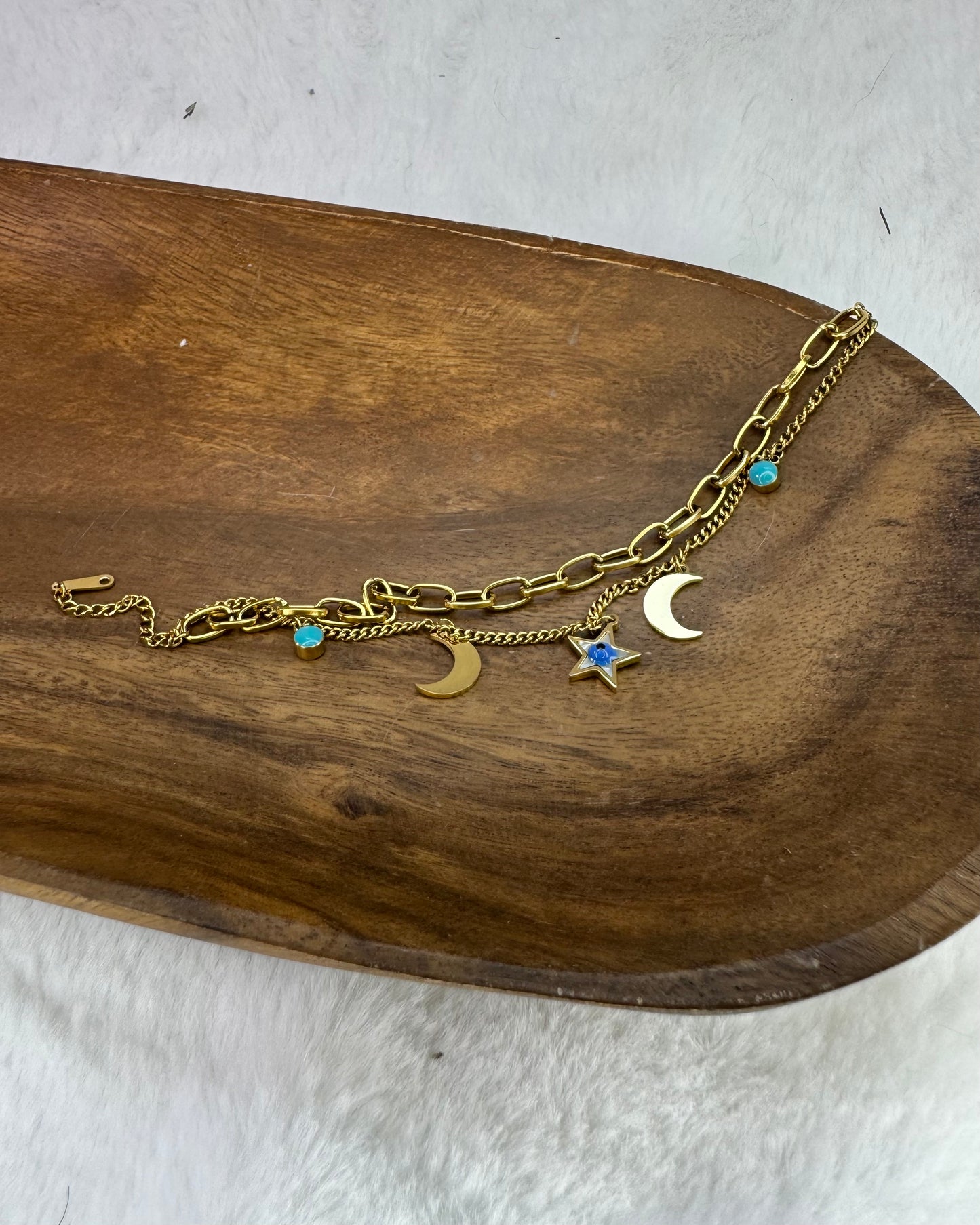 Gold Plated Blue Moon Bracelet